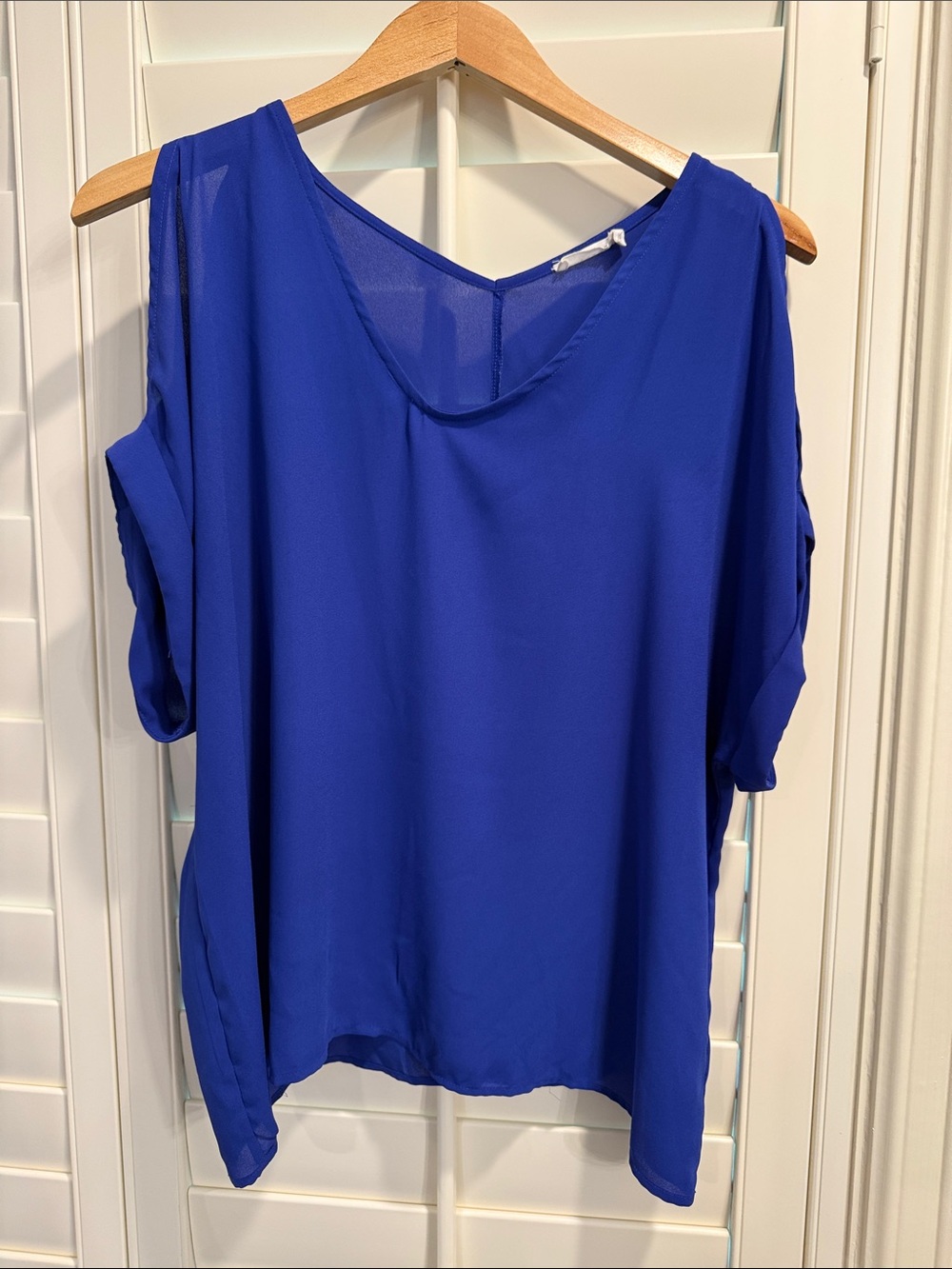 Lush Royal Blue Cold-Shoulder Blouse
